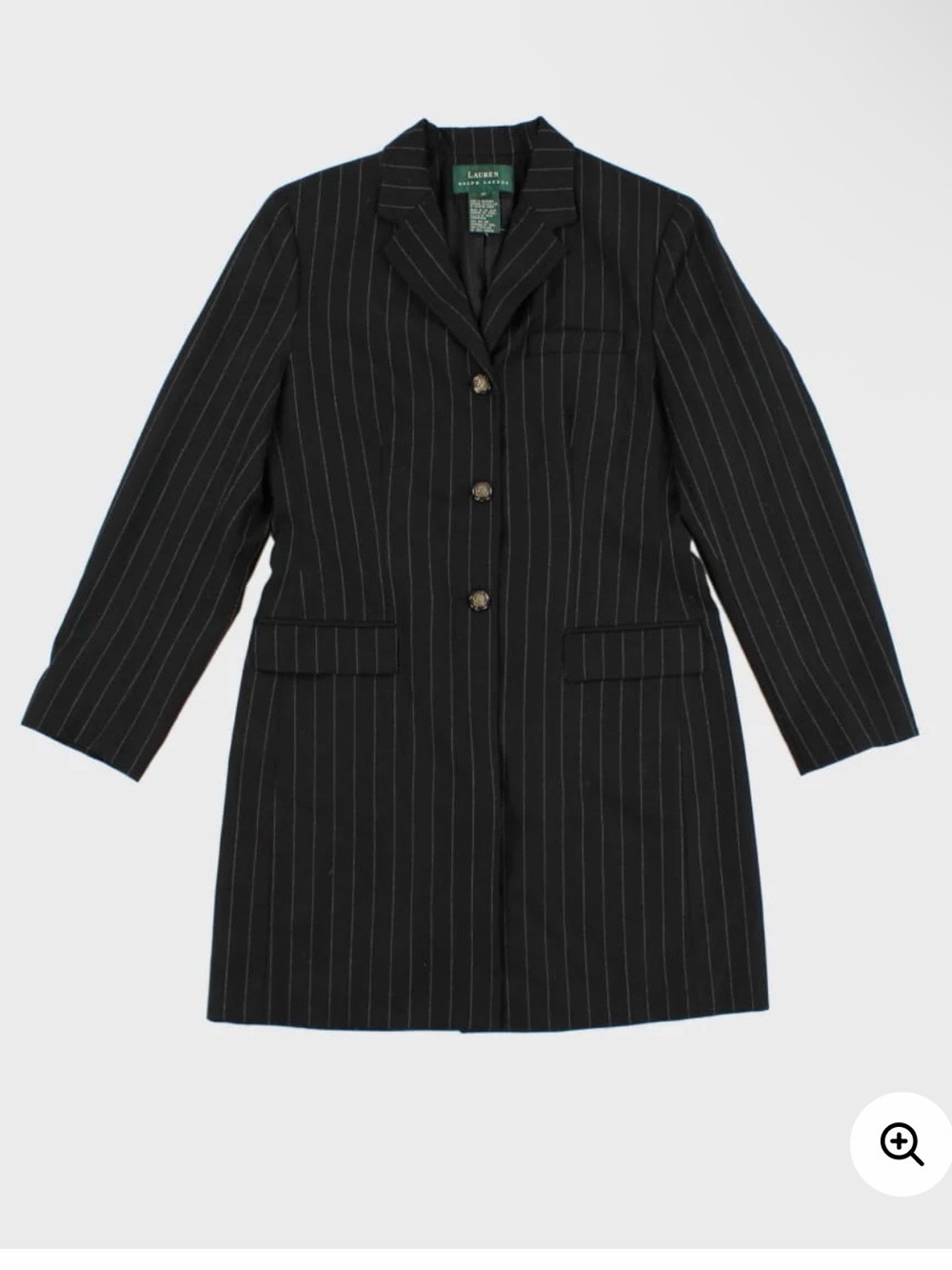 Lauren Ralph Lauren Black Pinstripe Longline Blazer